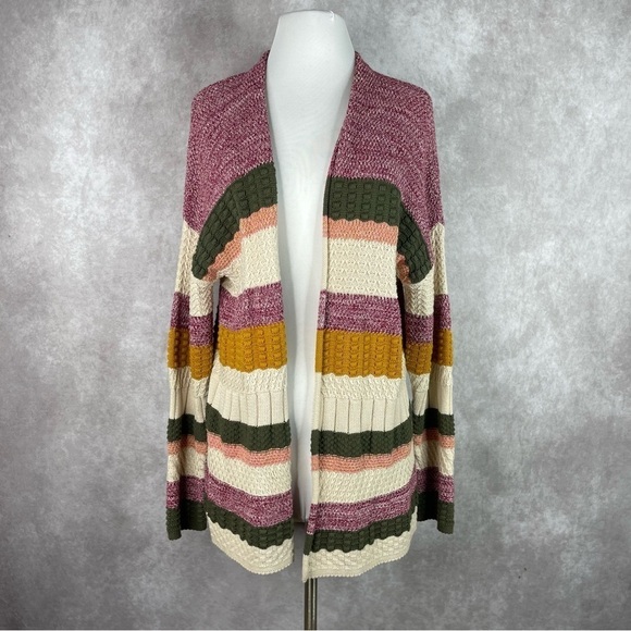 Soft Surroundings Nima Knit Multicolor Striped Bohemian Cardigan Women's Sz M - Picture 2 of 8